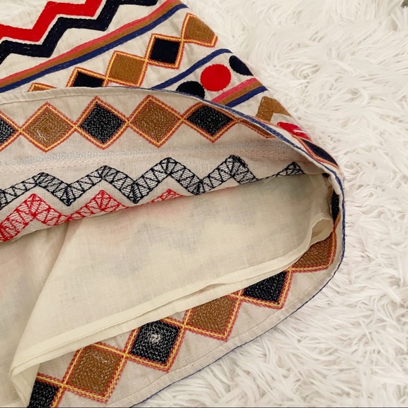 🛍️ 4/$20 THML Linen Blend Skirt Embroidered XS Linen Cotton Natural Boutique - Picture 6 of 9